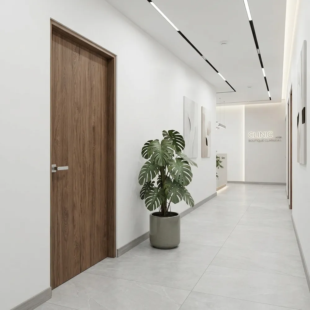 Puerta de tablero sólido en clínica