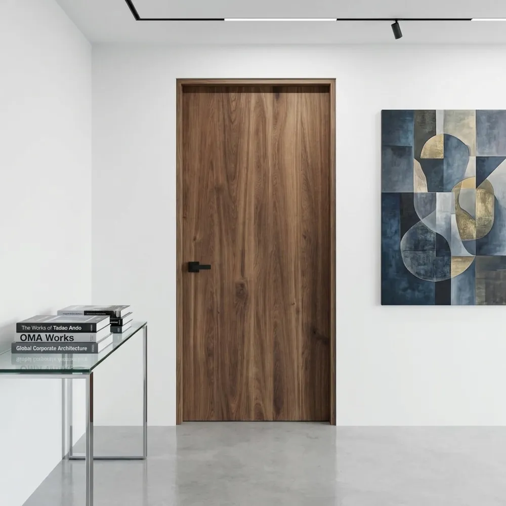 Puerta de tablero sólido en sala de juntas